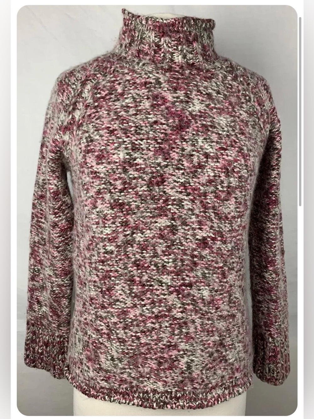Columbia Hand Knit Mock Neck Heathered Sweater 1x EUC